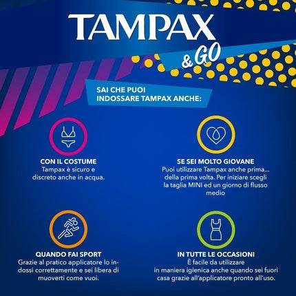 Tampax &Go Super Tampone, aplicator plastic, 12 buc