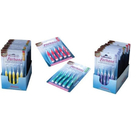 Perie Interdentară Forhans Travel 12 seturi, culori mixte (roșu, verde, albastru), ambalaj compact