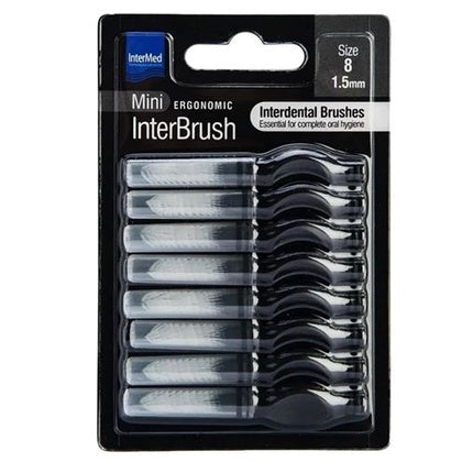 Periuță interdentară Intermed Mini Ergonomic cu mâner negru - dimensiunea 8, fire 1.5mm - 8 bucăți