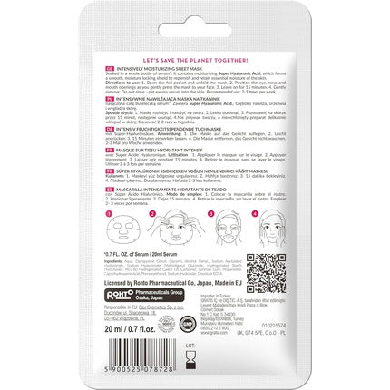 Masca Facială Hidratantă Hada Labo Tokyo cu Super Acid Hialuronic