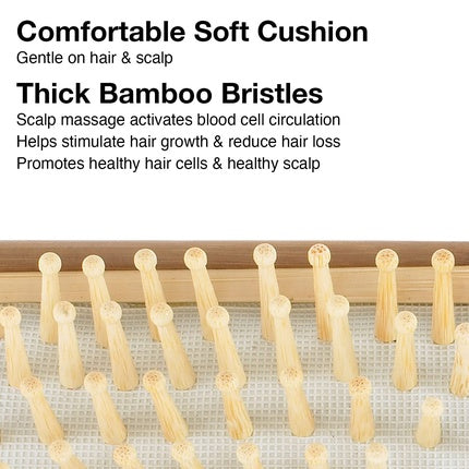 Perie Păr, Olivia Garden, Bamboo Touch, Bete Nylon, Lemn