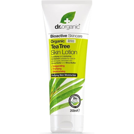Loțiune, Dr Organic, Tea Tree, vegană, 200 ml