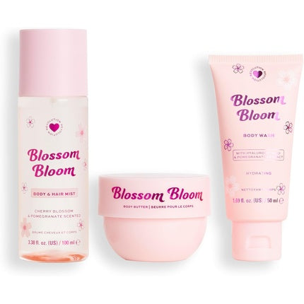 Set Cosmetice I Heart Revolution Blossom Bloom, Mini Hair & Body Set, Culoare Roz, 3 bucăți