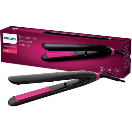 Perie pentru îndreptat părul, Philips Essential BHS375/00, negru-roz