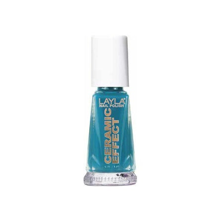 Lac de unghii, Layla, Ceramic Effect Vintage Turquoise, capac alb, sticlă transparentă