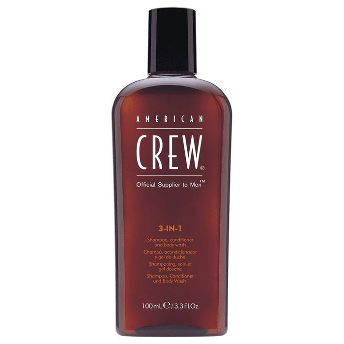 Șampon, balsam și gel de duș 3-în-1 American Crew Classic, hidratant, vegan, 100 ml