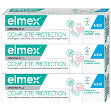 Pasta de dinți Elmex Sensitive Plus Complete Protection, 3x75 ml, alb-verzui
