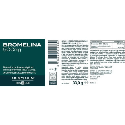 Tablete Biosline Principium Bromelina 500 mg, 30 comprimate