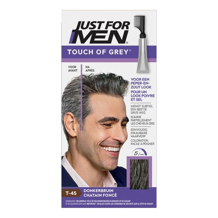 Just For Men Touch Of Grey T45 Vopsea de Păr, Nuanță Cenușie cu Ton Maro Închis