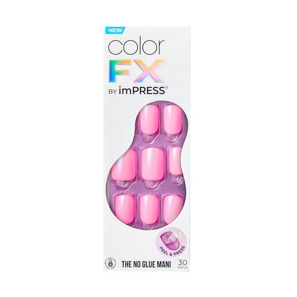 Unghii Presate KISS imPRESS Late Night Light Pink Short, Formă Squoval, Set de 30 Unghii