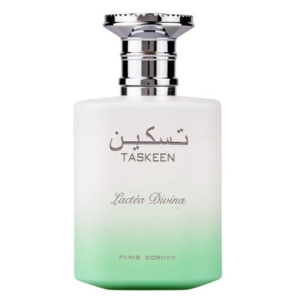 Eau de parfum Taskeen Lactea Divina, Paris Corner, 100 ml, design gradient verde