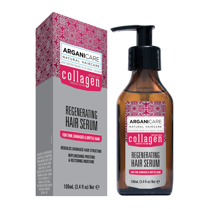 Ser pentru păr Arganicare Collagen, regenerant, pentru păr subțire, deteriorat și fragil, 100 ml
