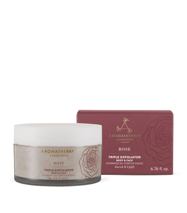 Scrub exfoliant Aromatherapy Associates Rose Triple Exfoliator, pentru corp și față, 200 ml