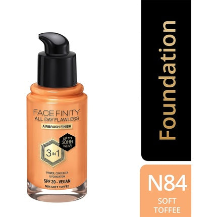 Fond de ten lichid, Max Factor Facefinity 3-in-1, SPF 20, 84 Soft Toffee, 30ml