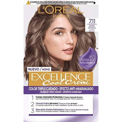 Vopsea de par, L'Oréal Paris, Color Excellence Cool Creme 7.11 Blond Cenusiu Intens