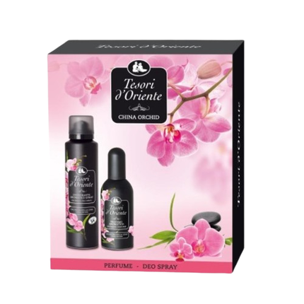 Set cadou parfum Tesori D'Oriente China Orchid, 2 bucăți, ambalaj roz