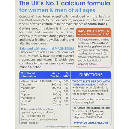 Supliment alimentar Vitabiotics Osteocare Original, calciu, magneziu, vitamina D, zinc, 90 comprimate