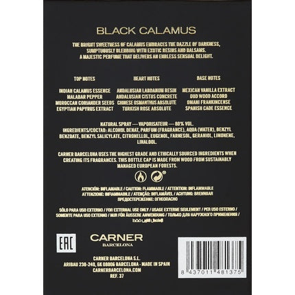 Parfum Carner Barcelona Black Calamus, 50ml, Negru