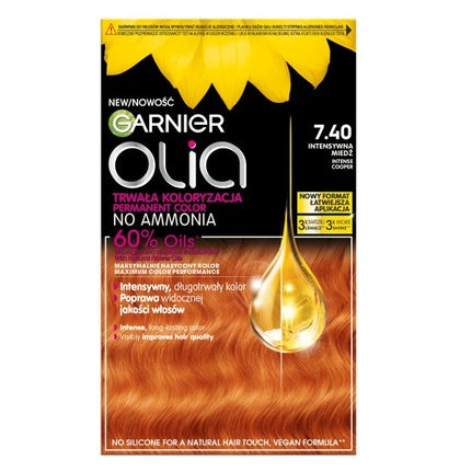 Garnier Olia - Vopsea de păr 740 Intense Copper, 60% uleiuri