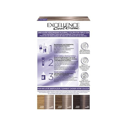 Vopsea de păr, L'Oréal Paris, Excellence Cool Cream 8.11, Blond Ultra Cenușiu