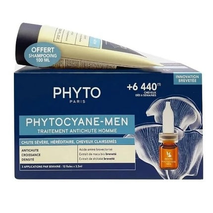 Ser Anti-Cădere pentru Păr, Phyto, Phytocyane, 12 x 3.5ml