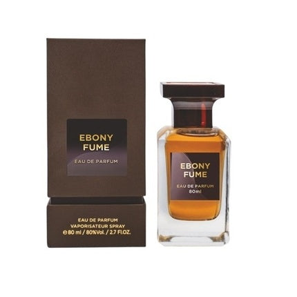 Eau de Parfum, Fragrance World, Ebony Fume, 80 ml, sticlă transparentă cu lichid amber