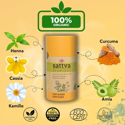 Vopsea de păr naturală, Sattva Ayurveda, Henna pentru alergii, 111 g