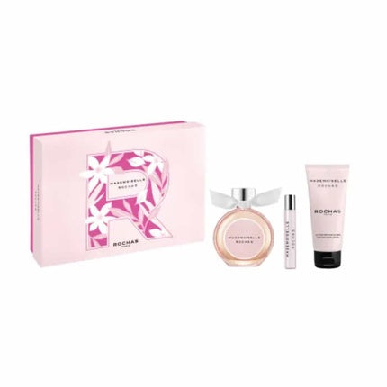 Set Parfum Rochas Mademoiselle, Eau de Parfum Spray 90ml, 3 Piese, Roz