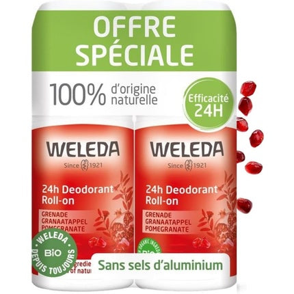Deodorant Weleda Pomegranate Roll-On 24h, 50ml, Pachet 2 buc