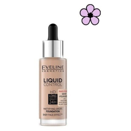 Fond de ten, Eveline Liquid Control, Light Rose, 32ml