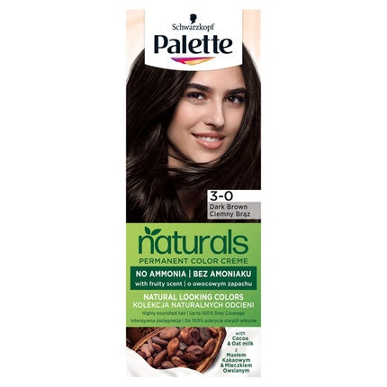 Vopsea de păr permanentă Palette Naturals, cu unt de cacao și ulei de argan, 800 3-0 Marron închis