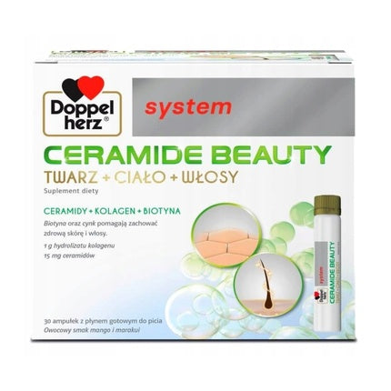 Doppelherz System Ceramide Beauty, Supliment dietetic pentru piele și păr, 30 ampule x 25 ml