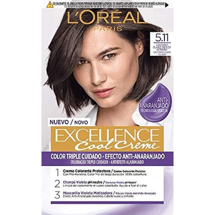 Vopsea de păr permanentă, L'Oréal Paris, 5.11 Castaniu Cenușiu Intens, 260g