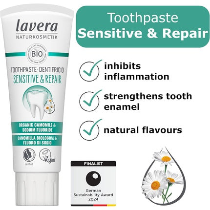 Pastă de dinți Lavera Sensitive & Repair pentru dinți sensibili, protecție 24h