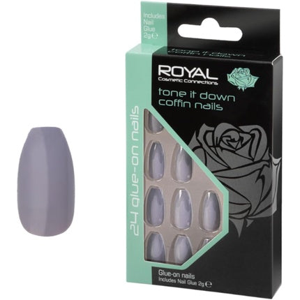 Unghii false Royal - Tone It Down, 24 bucăți, Coffin, Lavandă