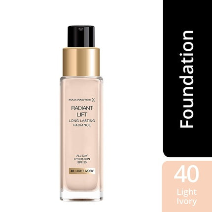 Fond de ten, Max Factor, Radiant Lift, 40 Light Ivory, 30ml