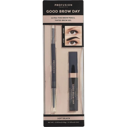 Kit pentru sprâncene, Profusion Cosmetics, Good Brow Day, negru soft