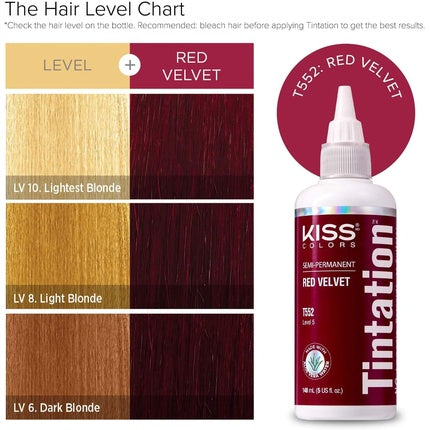 Kiss Tintation Semipermanent Hair Color 5 Ounce T552 Red Velvet