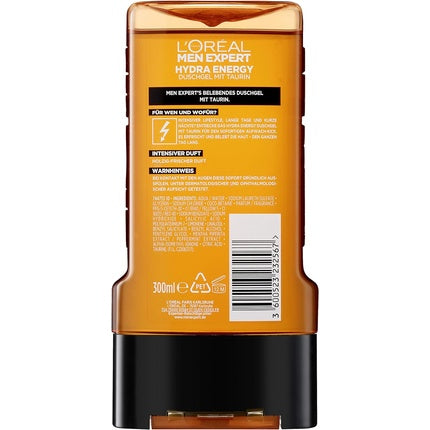 Gel de duș, L'Oréal, Men Expert Hydra Energetic, portocaliu, 300ml