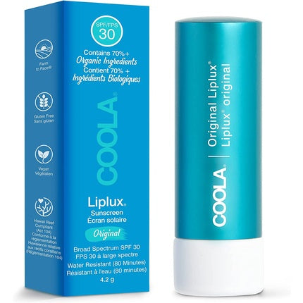 Balsam labial SPF 30 Coola Liplux cu ulei de zmeură și jojoba 4.2ml
