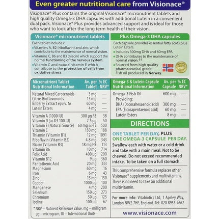 Vitabiotics Visionace Plus, Dual Pack, Vitamine și minerale pentru ochi, 56 buc