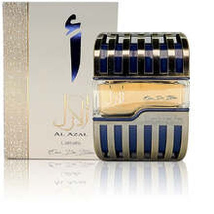 Perfume Lattafa Al Azal Eau de Parfum, design albastru și auriu, capacitate 50 ml