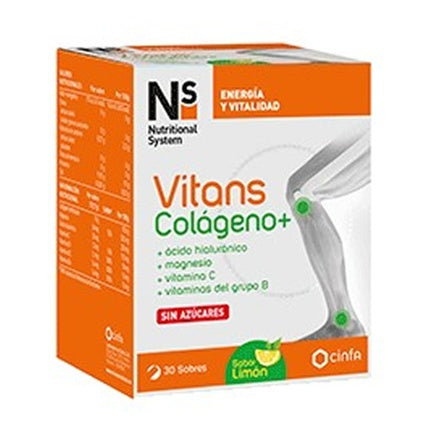 Supliment Nutrițional, NS Systems Vitans Colagen+, Aromă de Lămâie, 30 Plicuri