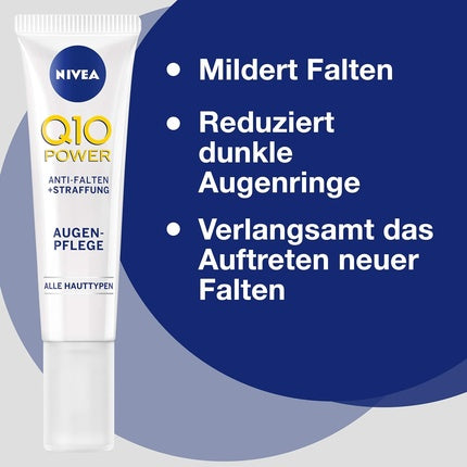 Cremă pentru ochi Nivea Q10 Power Anti-îmbătrânire, Alb, 15ml