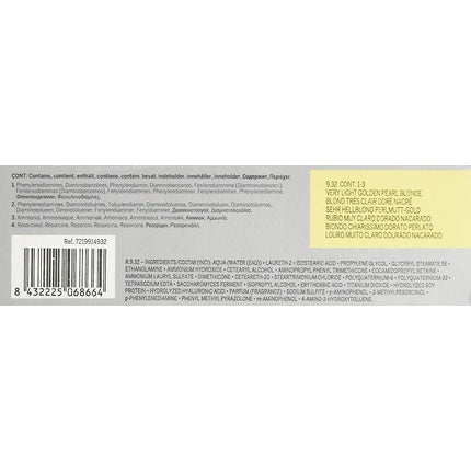 Vopsea de păr permanentă, Revlon Professional, Colorsmetique, No. 9.32 Blonde Very Clear Pearly Gold, 60ml