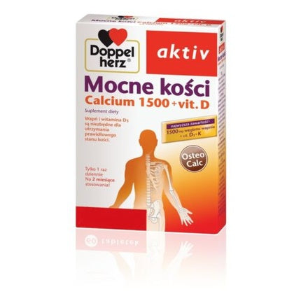 Doppelherz Active Strong Bones, Suplement Calciu + Vit D, 30 comprimate