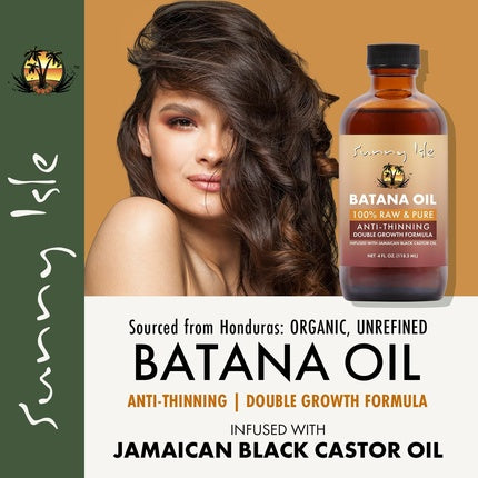 Sunny Isle Batana Oil Infuzat cu Ulei de Ricin Negru Jamaican 4oz - Anti-Thinning