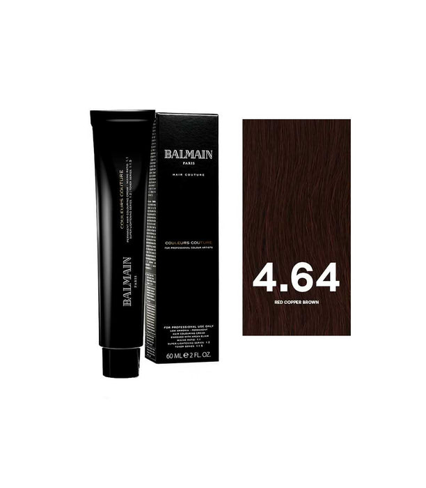 Vopsea permanentă de păr Balmain Professionnel Couleurs Couture, nuanța 4.64 Red Copper Brown, 60 ml