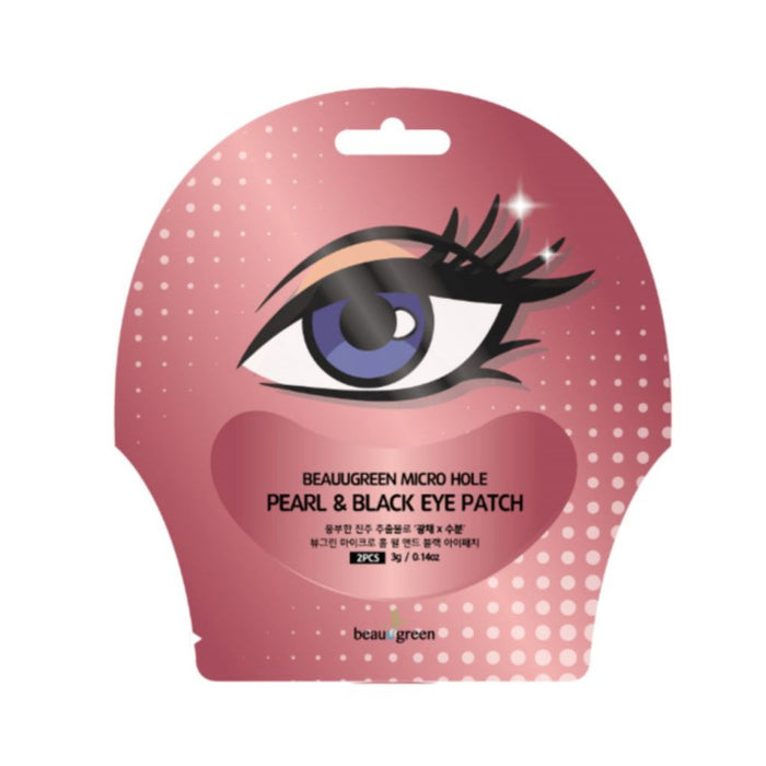 Set plasturi hidrogel pentru ochi Beauugreen Micro Hole Pearl & Black, efect anticercane, zi și noapte, 2 buc, 3 g