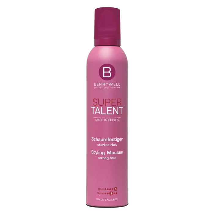 Spumă de coafat Berrywell Super Talent, volumizantă, fixare puternică, 300 ml, tester